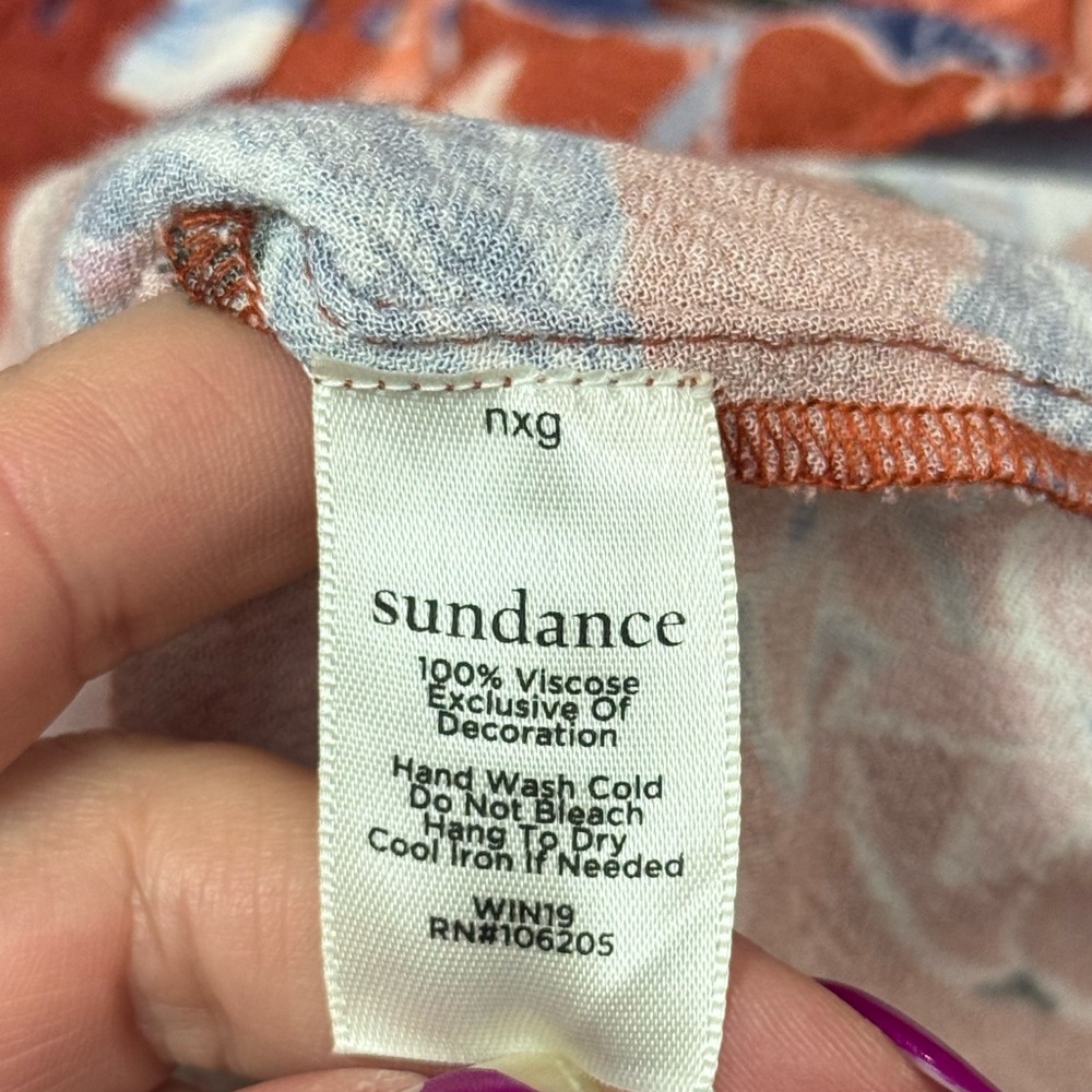 Sundance Rust Floral Lace Peasant Blouse Size Large Boho Peasant Blouse - Picture 9 of 11